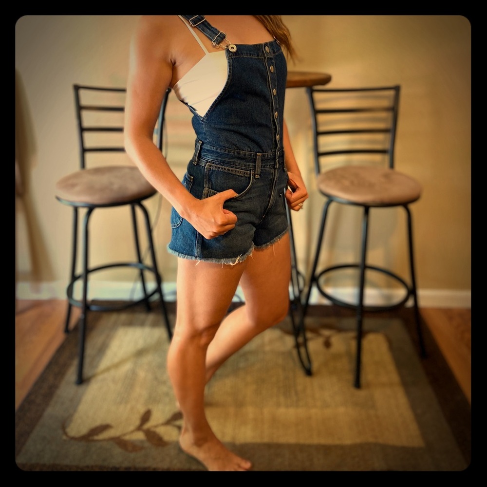 Rag & bone Denim overalls shorts